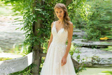 Classic Beach Sleeveless V-neck Backless A-line Wedding Dress