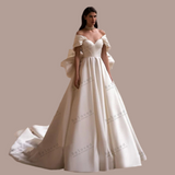 Modern Bow Decorate Princess A Line Wedding Dress