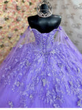 Lace Applique Floor Length Quinceanera Dress With Cape