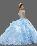 Light Blue Floral Quinceañera Dress