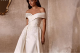 Off Shoulder Satin Mermaid Wedding Dress