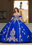 Butterfly Applique Beaded Sweet 16 Quinceanera Ball Gown