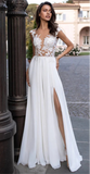 V-Neck Long Sleeve Wedding Dress