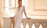 Deep V-Neck Long Sleeve Lace Mermaid Wedding Dress