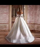 Glitter A-Line Wedding Dress with Long Sleeves