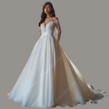 Elegant Satin V-Neck Backless Wedding Dress