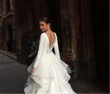 Gorgeous V-Neck Backless Tiered Pleat A Line Wedding Dress