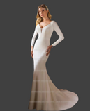 Gorgeous Satin Cut-out Backless Mermaid Wedding Dress