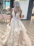 Tiered Lace A-line Wedding Dress