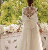 Vintage Long Sleeves High Neck A Line Wedding Dress
