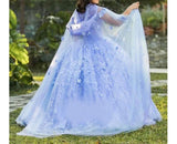 Lace Applique Floor Length Quinceanera Dress With Cape