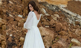Beautiful Modern O-Neck Long Puff Sleeves A Line Wedding Dress