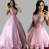 Pink 2-in-1 Wedding Dress with Detachable Train