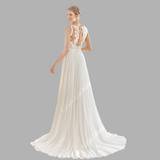 Lace Floral V-Neck Wedding Dress