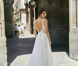Graceful V-Neck Backless Spaghetti Straps A Line Wedding Dress