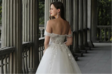 Sweetheart Off The Shoulder Lace Appliques A Line Wedding Dress