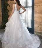 Tiered Lace A-line Wedding Dress
