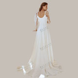 Vintage Satin Lace Appliques Floor Length A Line Wedding Dress