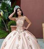 Rose Gold Sequin Quinceañera Dress