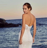 Detachable Train Backless Vintage Mermaid Wedding Dress