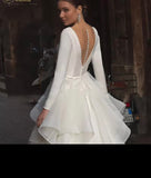Gorgeous V-Neck Backless Tiered Pleat A Line Wedding Dress