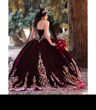 Burgundy Ball Gown Sweet 16 Dress