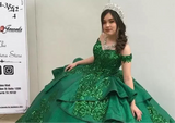 Emerald Green Off-Shoulder Quinceañera Dress