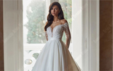 Elegant Satin V-Neck Backless Wedding Dress