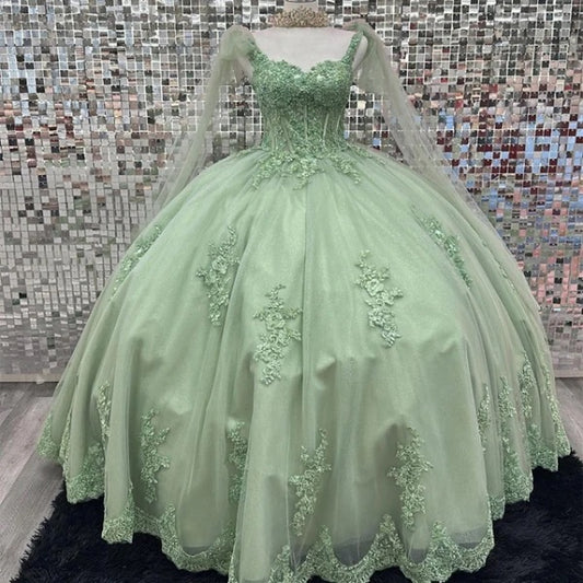 Flower Beading Lace Appliques Quinceanera Dress