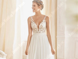 Lace Floral V-Neck Wedding Dress