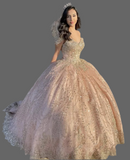 Cap Sleeve Tulle Ball Gown with Beading