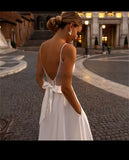 Elegant Deep V-Neck A-Line Wedding Dress