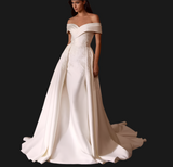 Off Shoulder Satin Mermaid Wedding Dress