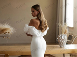 Modern Off The Shoulder Satin Mermaid Wedding Dress