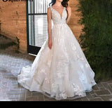 Tiered Lace A-line Wedding Dress