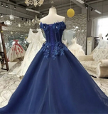 Beaded Blue Sweetheart Quinceañera Gown