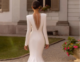 Elegant Deep V-Neck Floor Length Mermaid Wedding Dress
