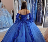 Royal Blue Lace Quinceañera Dress