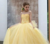 Puffy Organza Appliques Prom Quinceaner Dress