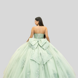 3D Flowers Beading Appliques Bow Quinceanera Dress