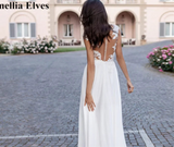 V-Neck Long Sleeve Wedding Dress