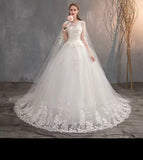 Long Cap Lace Formal Dress