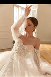 Tulle Tiered Off-Shoulder Wedding Dress