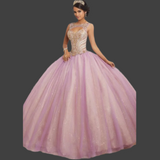 Pink Tulle Beaded Quinceanera Gown