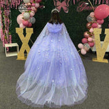 Lace Applique Floor Length Quinceanera Dress With Cape