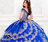 Royal Blue Off-Shoulder Quinceañera Gown