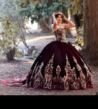 Burgundy Ball Gown Sweet 16 Dress