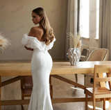Modern Off The Shoulder Satin Mermaid Wedding Dress