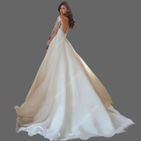 Elegant Satin V-Neck Backless Wedding Dress