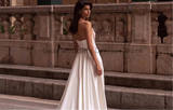 Gorgeous Side High Split Plate Satin Mermaid Wedding Dress